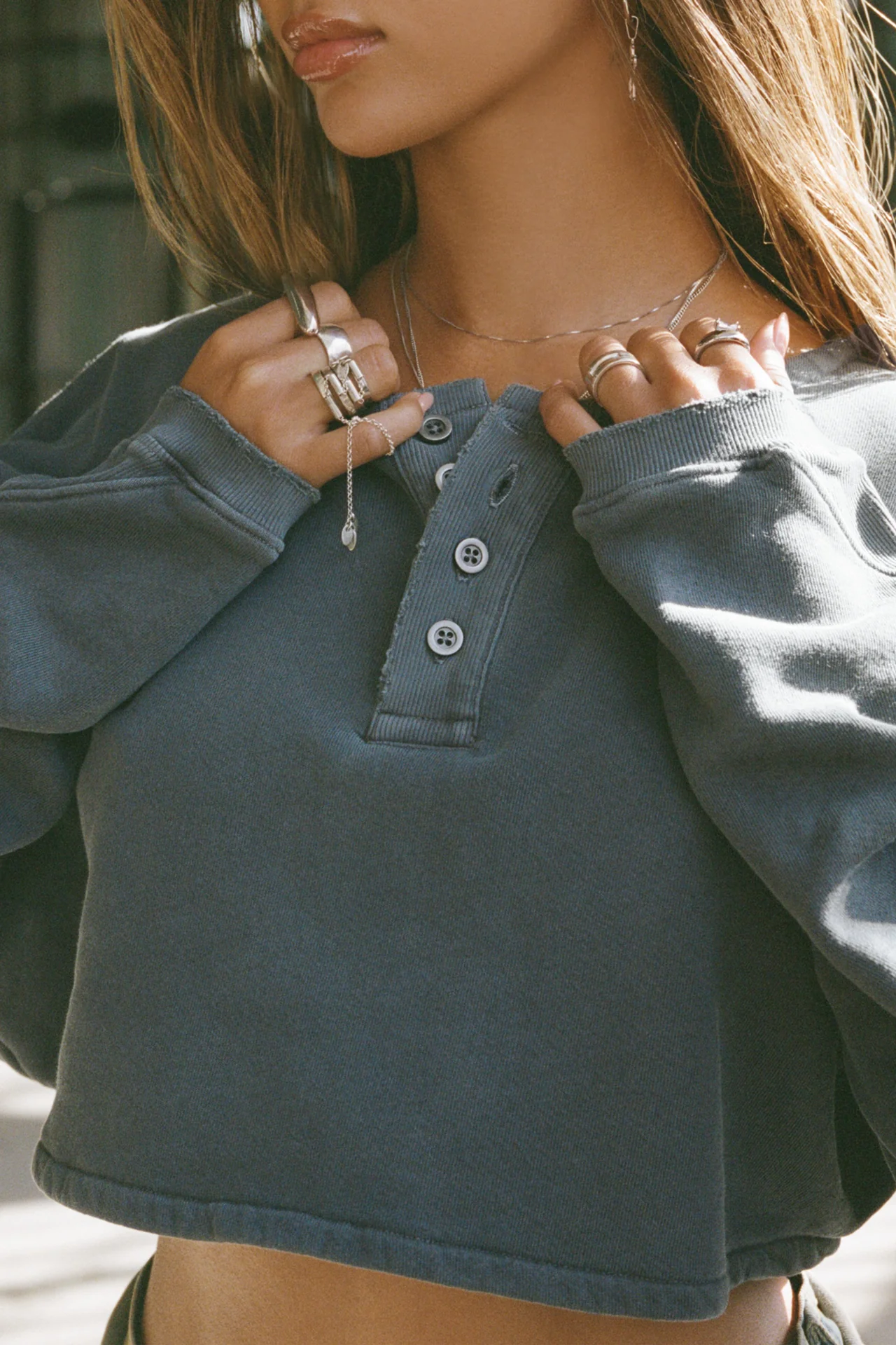 Henley Crop Sweatshirt - Image 7