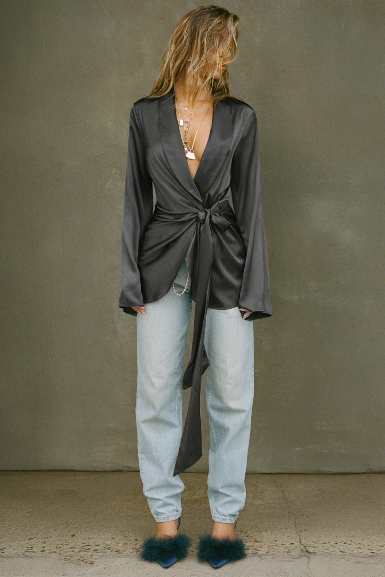 Silk Wrap Blazer - Image 5